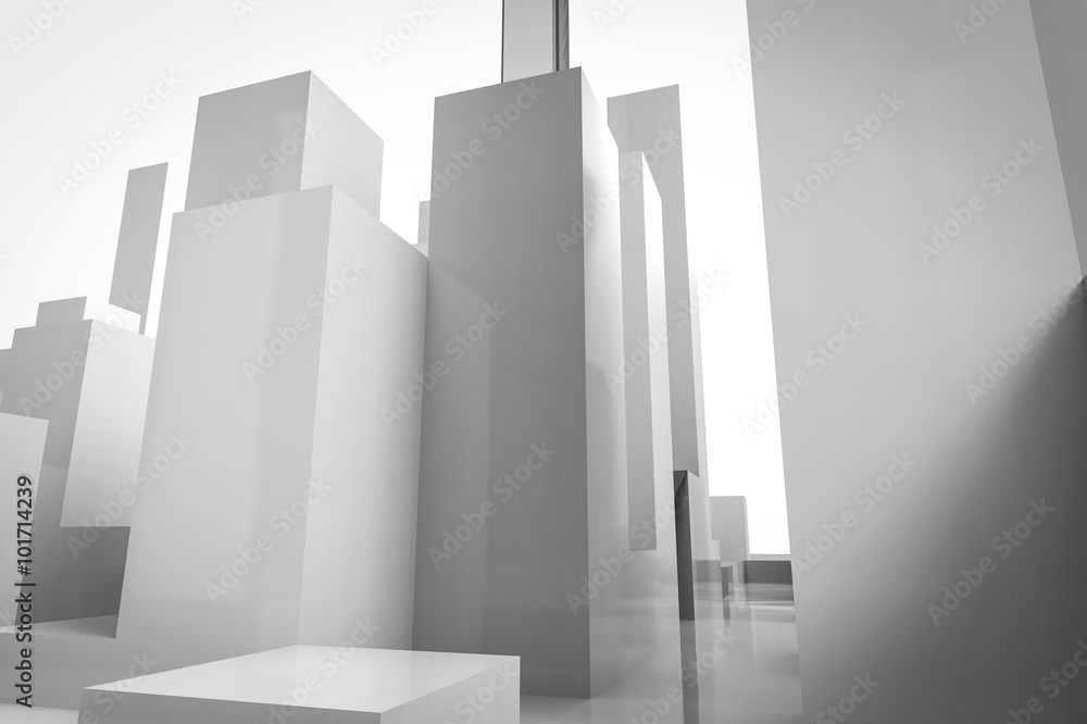 3d rendered white buildings on white background 3d rendered white buildings on white background