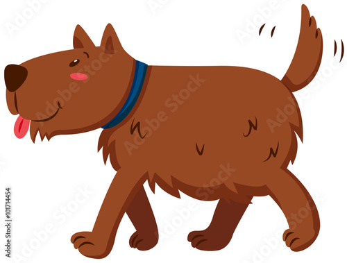 Brown dog wagging its tail