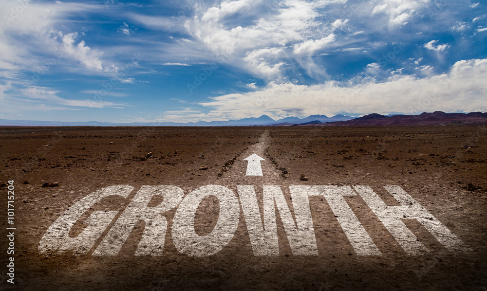 Fotografie Growth written on desert road