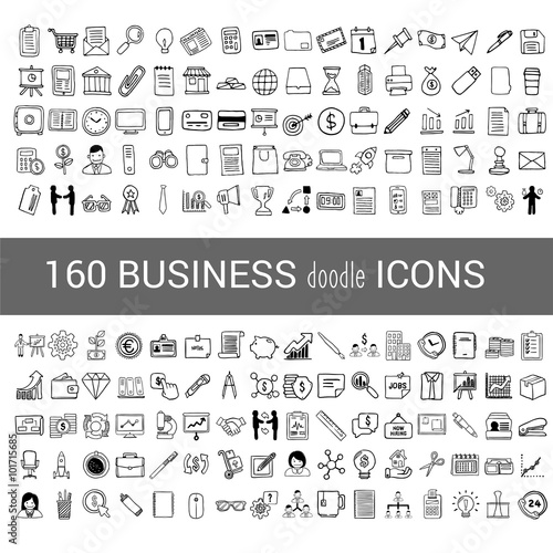 160 business doodle icon for your infographic