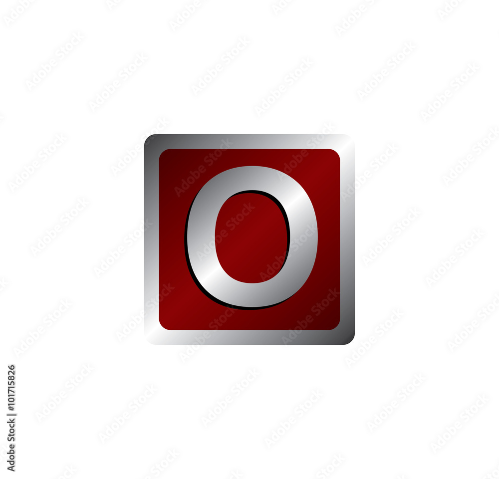 O letter red silver square O letter red silver square