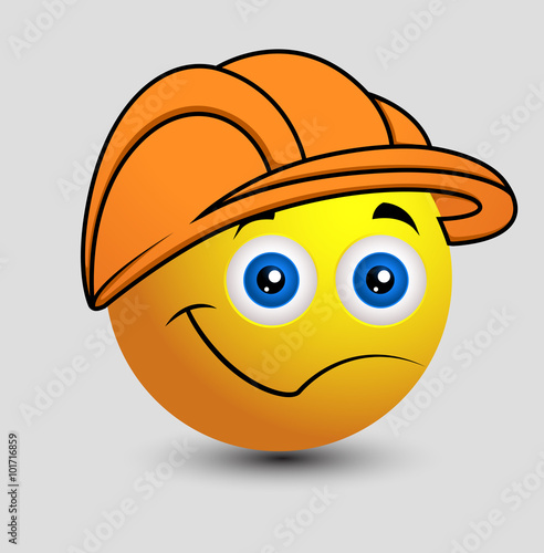 Cartoon Engineer Emoji Smiley Emoticon Vector