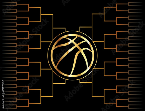 Golden Basketball Icon and Bracket