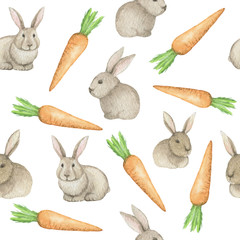 Crédence de cuisine Lapin patrons Watercolor seamless pattern.  © ElenaMedvedeva