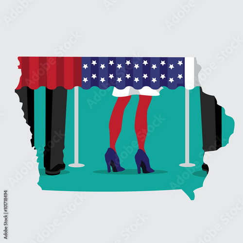 
Illustration of voting in Iowa, the Buckeye State.