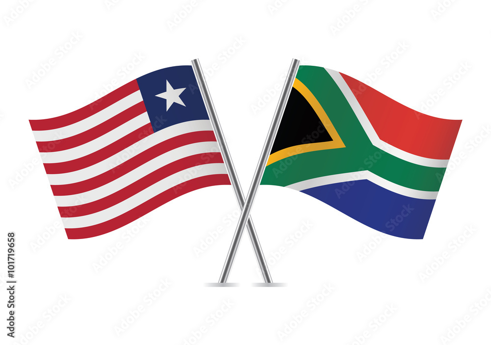 Liberian and South African flags. Vector illustration.