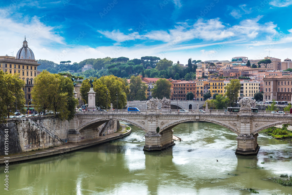 View above Rome and Tiber  in Rome