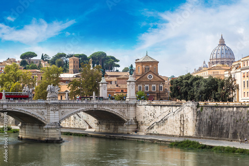 San Pietro basilica  and Sant angelo bridge in Rome © Sergii Figurnyi