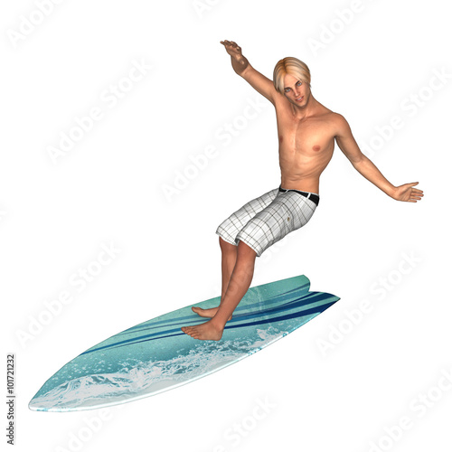 Male Surfer on White