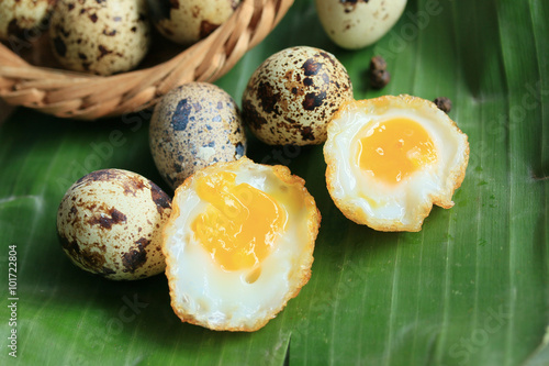 A lot fried quail eggs