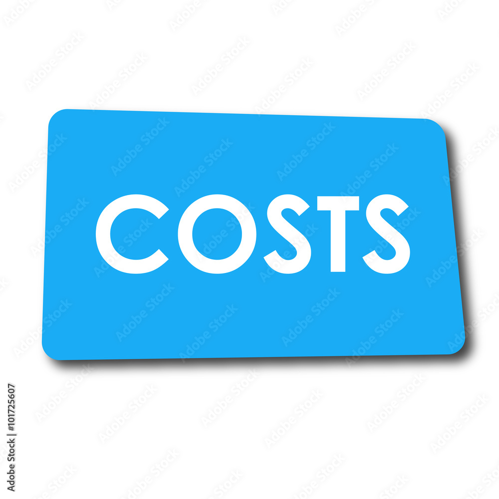 Icono plano COSTS en rectangulo azul con sombra Icono plano COSTS en rectangulo azul con sombra
