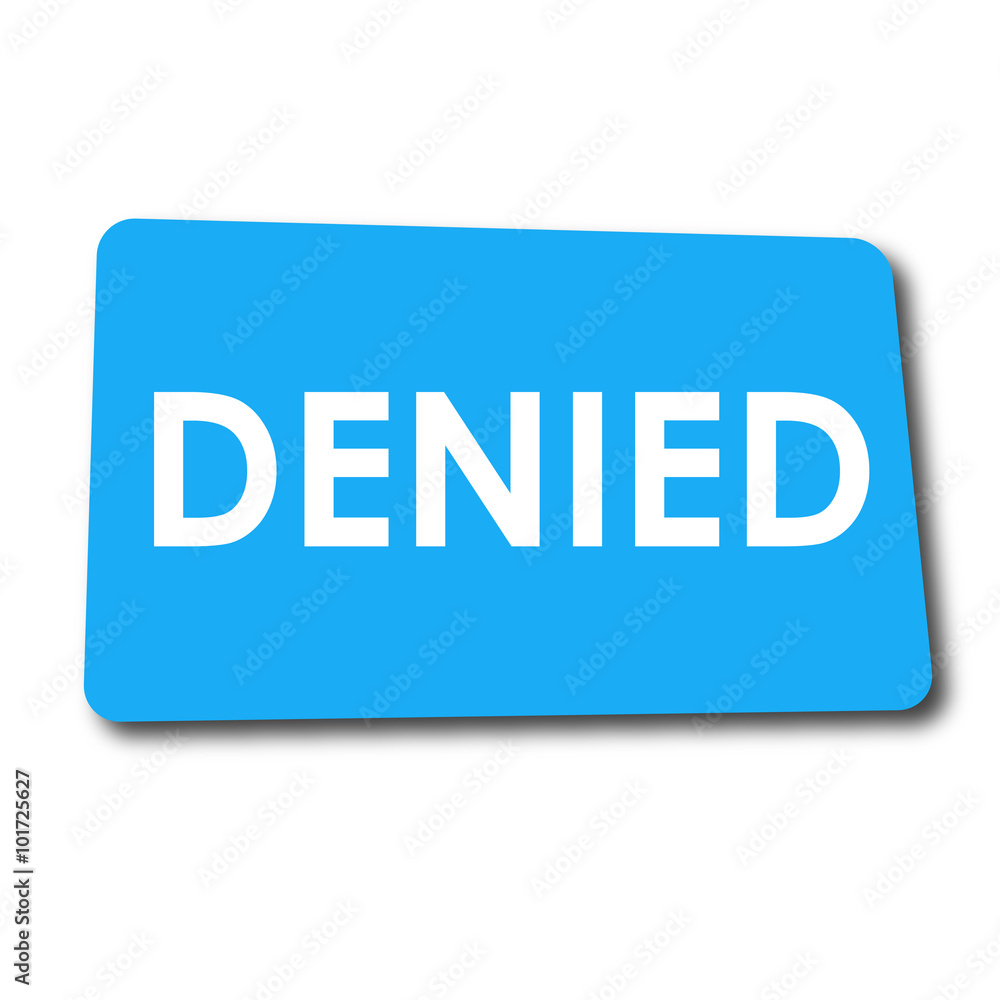 Icono plano DENIED en rectangulo azul con sombra Icono plano DENIED en rectangulo azul con sombra