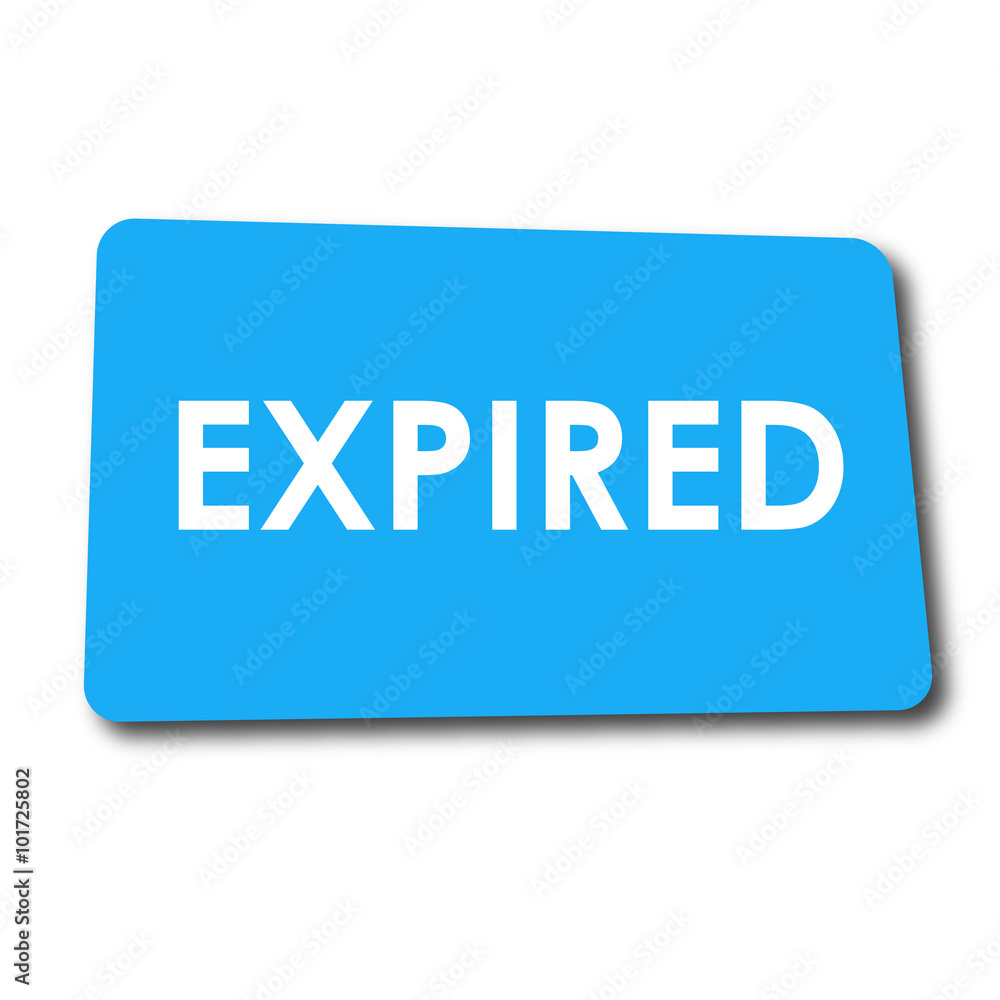 Icono plano EXPIRED en rectangulo azul con sombra Icono plano EXPIRED en rectangulo azul con sombra