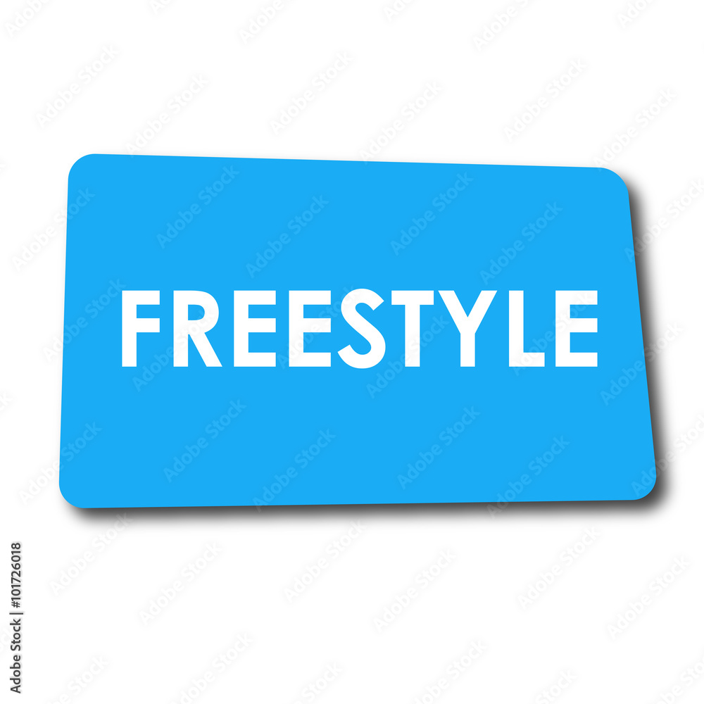 Icono plano FREESTYLE en rectangulo azul con sombra Icono plano FREESTYLE en rectangulo azul con sombra