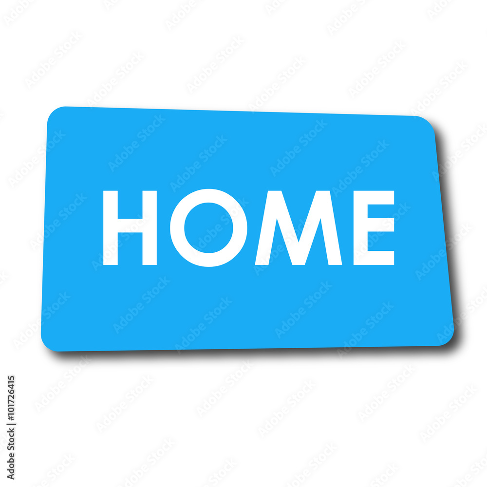 Icono plano HOME en rectangulo azul con sombra Icono plano HOME en rectangulo azul con sombra
