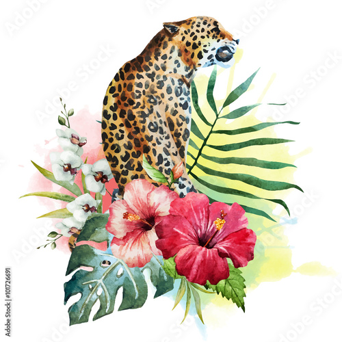 Watercolor vector leopard
