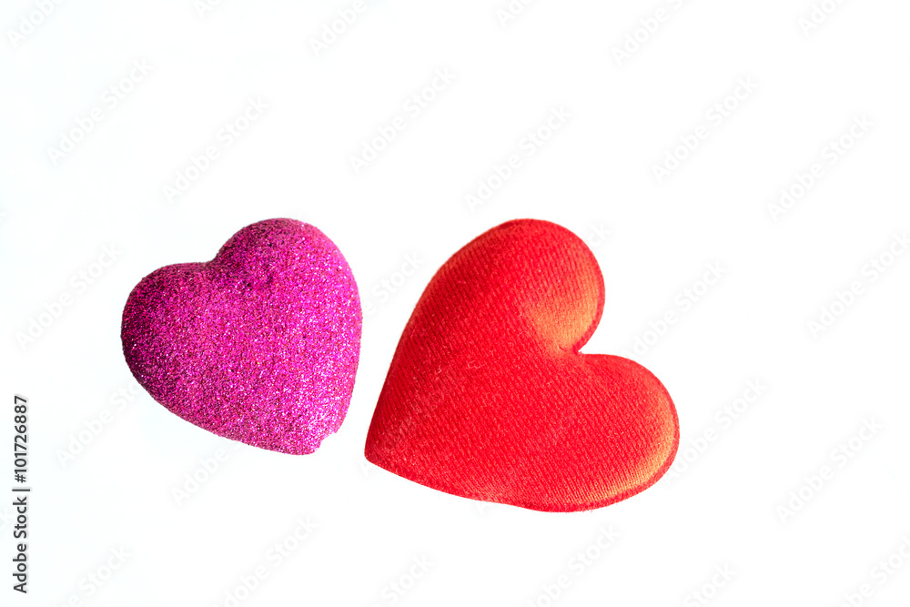 Fototapeta premium Red heart shaped on white background.
