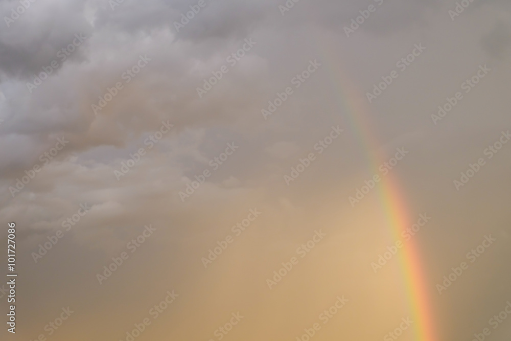 colorful rainbow on rain cloud sunset sky colorful rainbow on rain cloud sunset sky