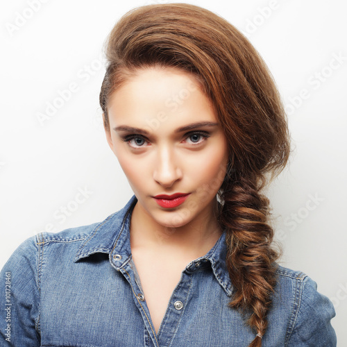 Woman hair style portrait.
