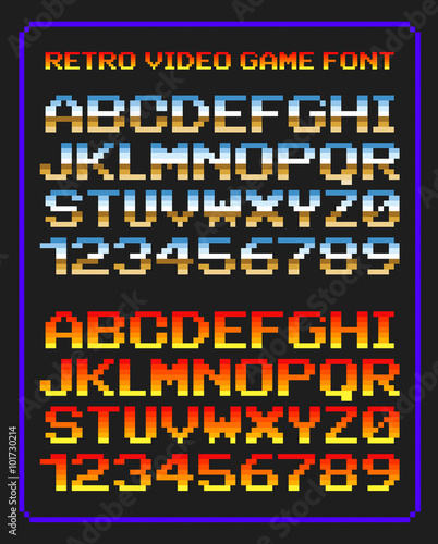 Lettres et chiffres jeu vidéo rétro