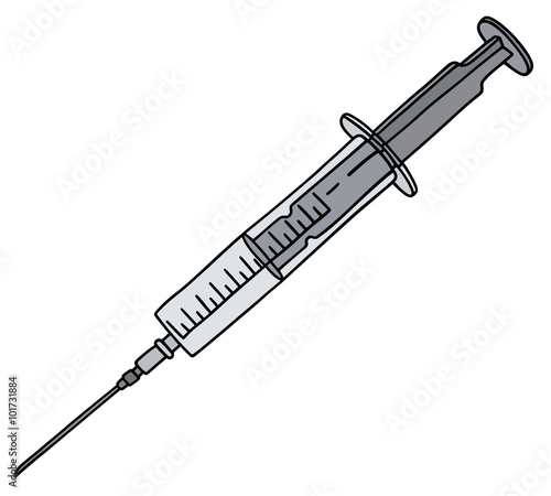 Syringe / Hand drawing, vector illustration