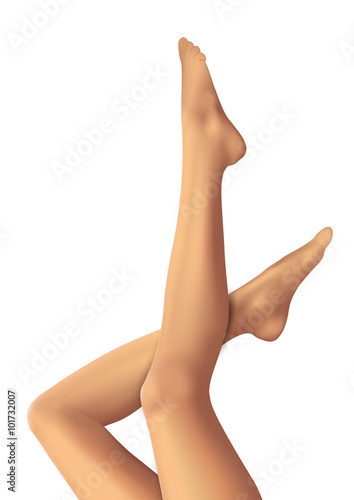 Beautiful female legs isolated on white background