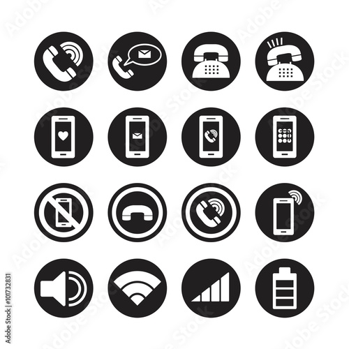 Telephone icons, mobile phone vector set