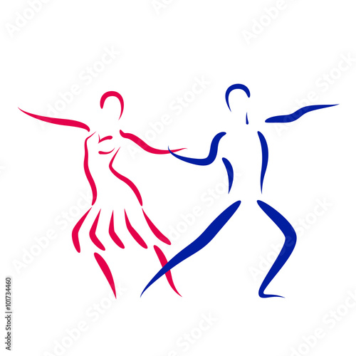 Dancing couple logo isolated on white background.