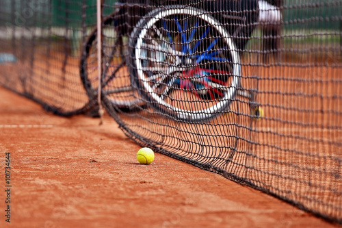 Wheelchair people on tennis court