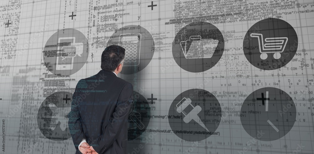 Valokuva Composite image of mature businessman looking and considering