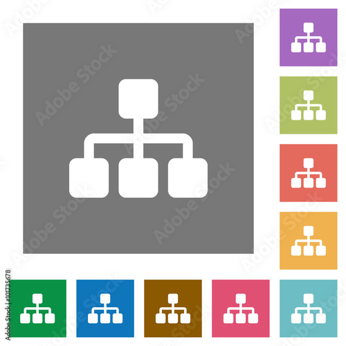 Network square flat icons