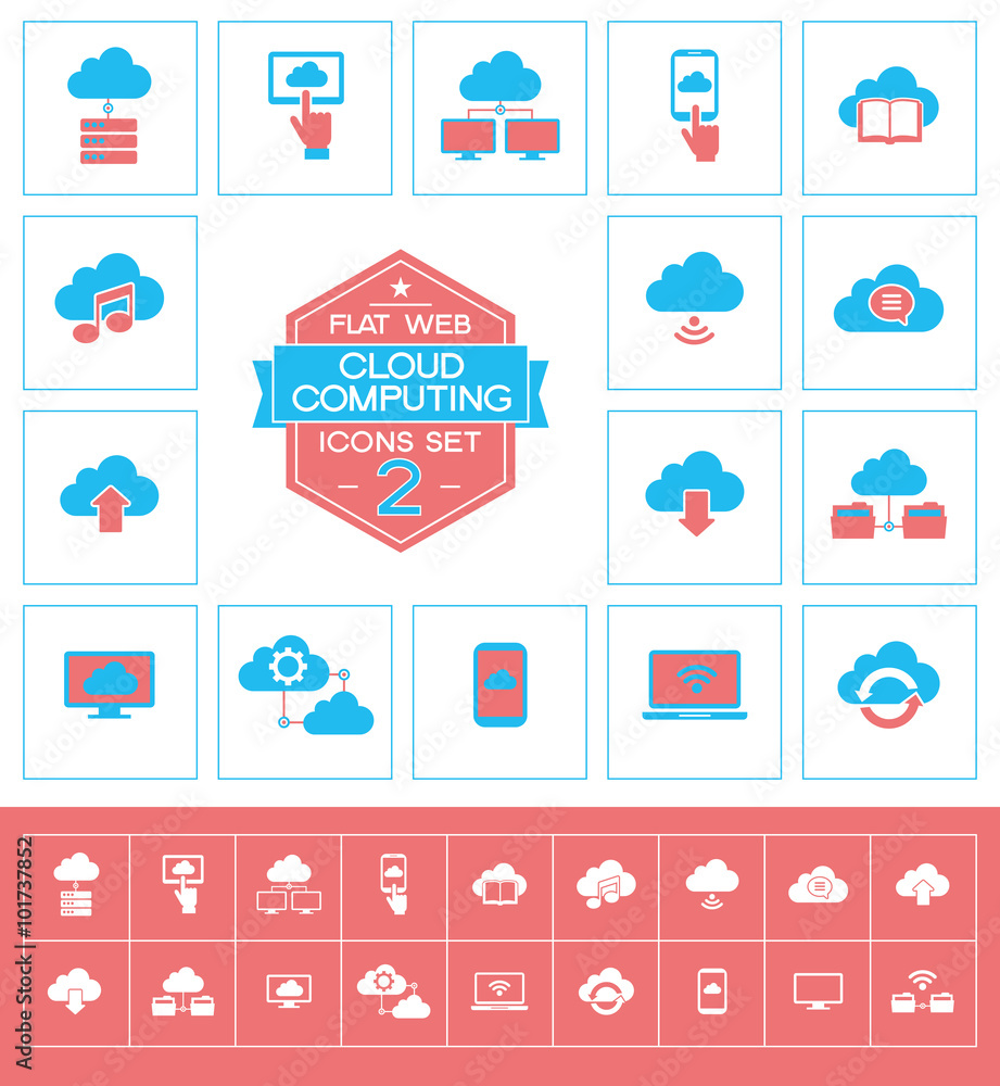 Cloud computing icons set two