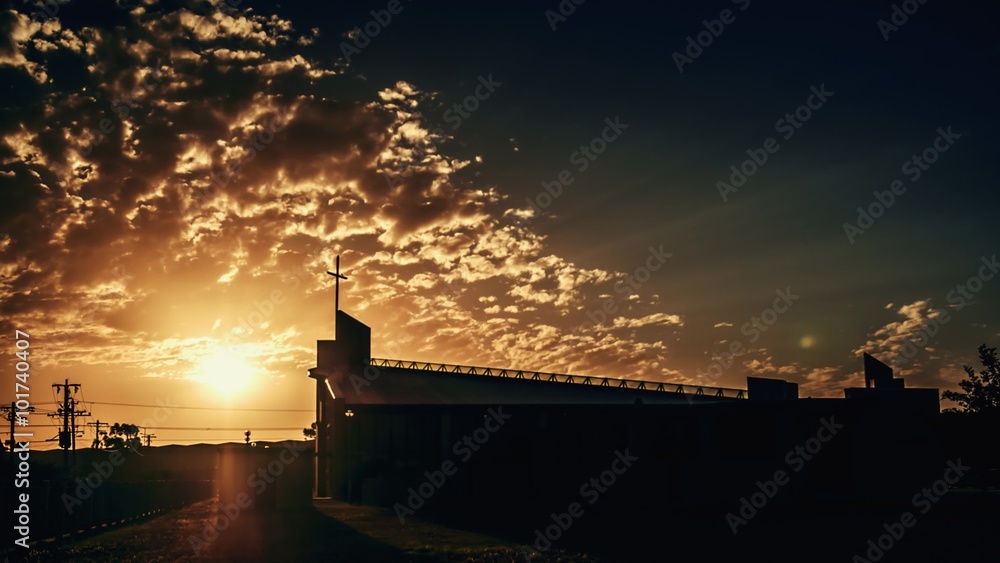 Beautiful sunset time lapse over Leopold Mandic Catholic Church in Suneshine, Melbourne. Beautiful sunset time lapse over Leopold Mandic Catholic Church in Suneshine, Melbourne.