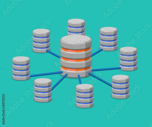 Distributed data storage flat isometric vector 3d