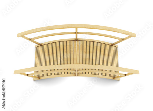 Wooden bridge top view on white background. 3d rendering