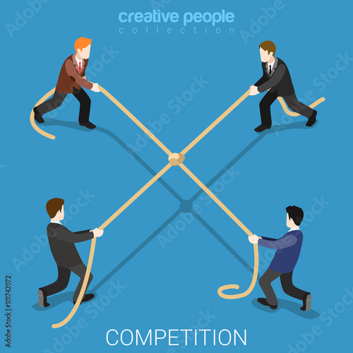 Business competition tie rope flat 3d isometric vector