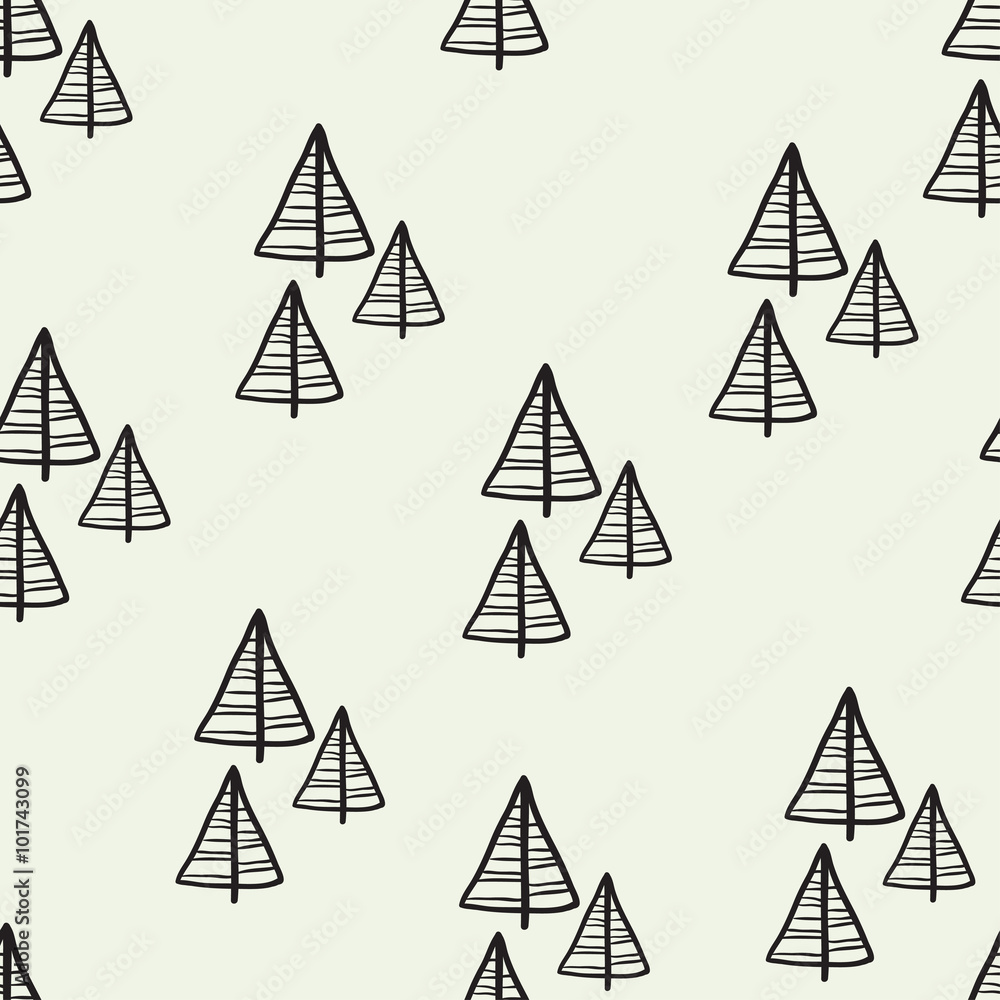 Christmas seamless tree doodles pattern. Christmas seamless tree doodles pattern.