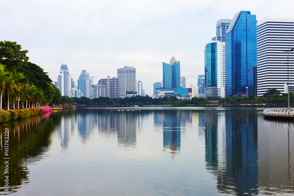 Business district cityscape in bangkok, Thailand.