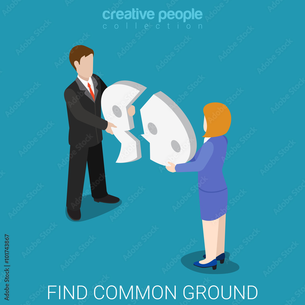 Φωτογραφία Find common ground broken chat bubble flat isometric vector 3d
