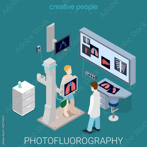 Photofluorography medical equipment flat isometric vector 3d