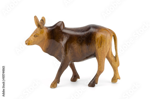 wood cow isolated on white background