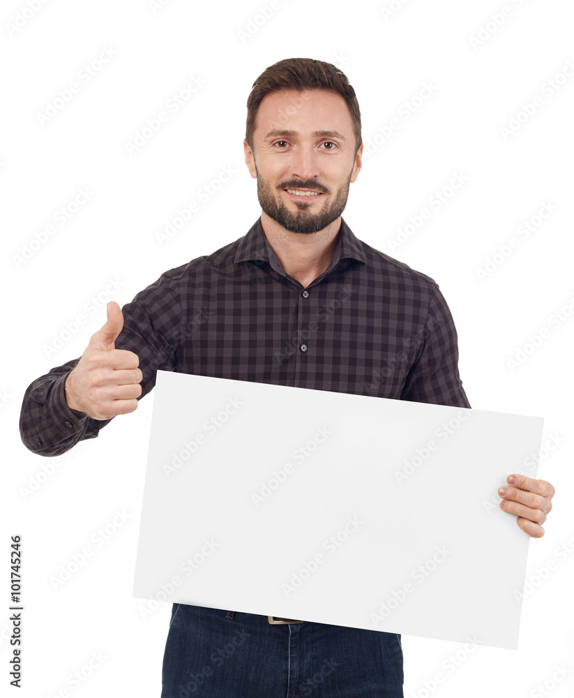 Man holding a blank sign Man holding a blank sign