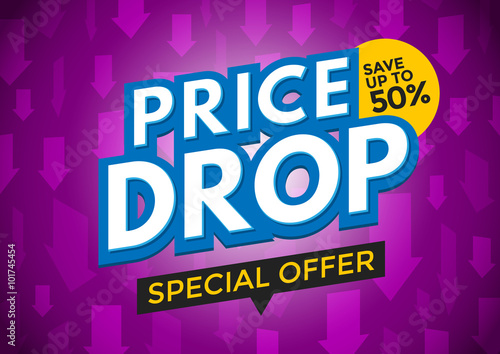 Price drop banner design, vector illustration
