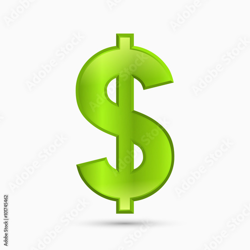 Dollar sign, green color, vector illustration