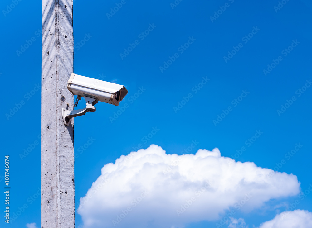 closed circuit camera with blue sky and cloud closed circuit camera with blue sky and cloud