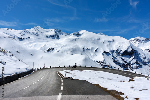 Motorbikers at Gross Glockner High Alpine Road. Austria.