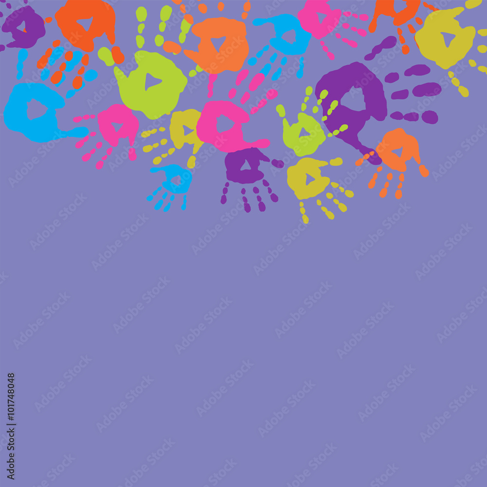 Abstract background with children's handprints Abstract background with children's handprints