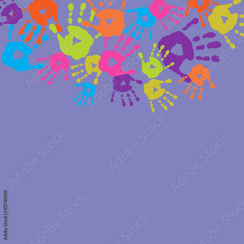 Abstract background with children s handprints