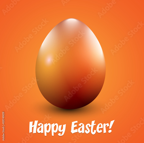 An orange shiny Easter egg. Vector illustration.