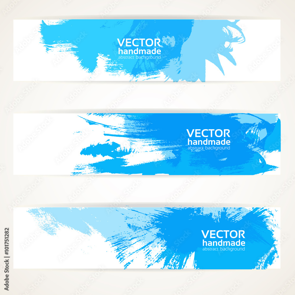 Abstract blue handdrawing banner set